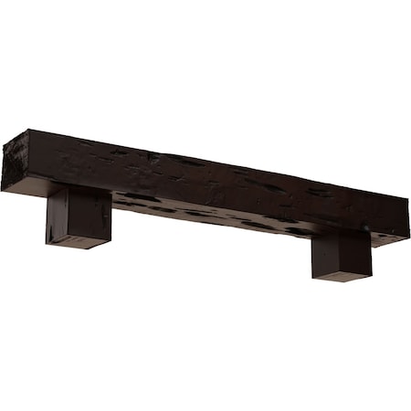 Kit W/ Alamo Corbels, Premium Mahogany, 8H  X 10D X 84W Pecky Cypress Faux Wood Fireplace ManteL